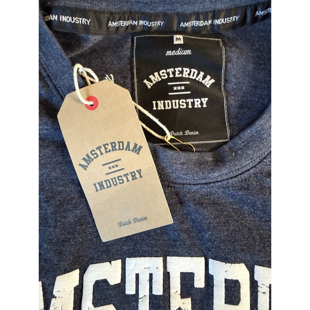 Amsterdam Industry Shirt Mens Medium Navy Amsterdam EST 1275 Graphic Tee T-Shirt - Picture 5 of 9